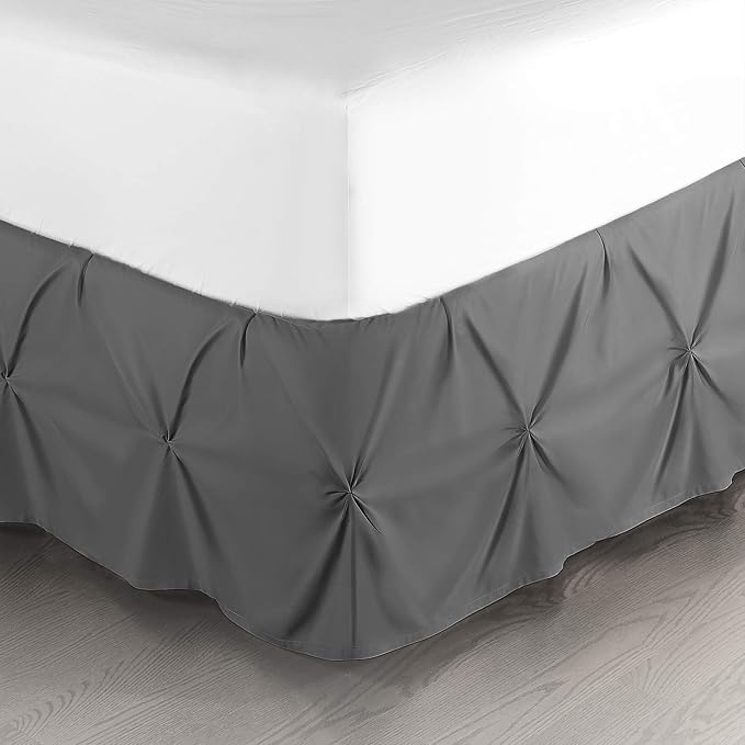 Nestl Grey Bed Skirt Twin Size, Pinch Pleat Twin Bed Skirt, Hotel Quality Grey by Nestl