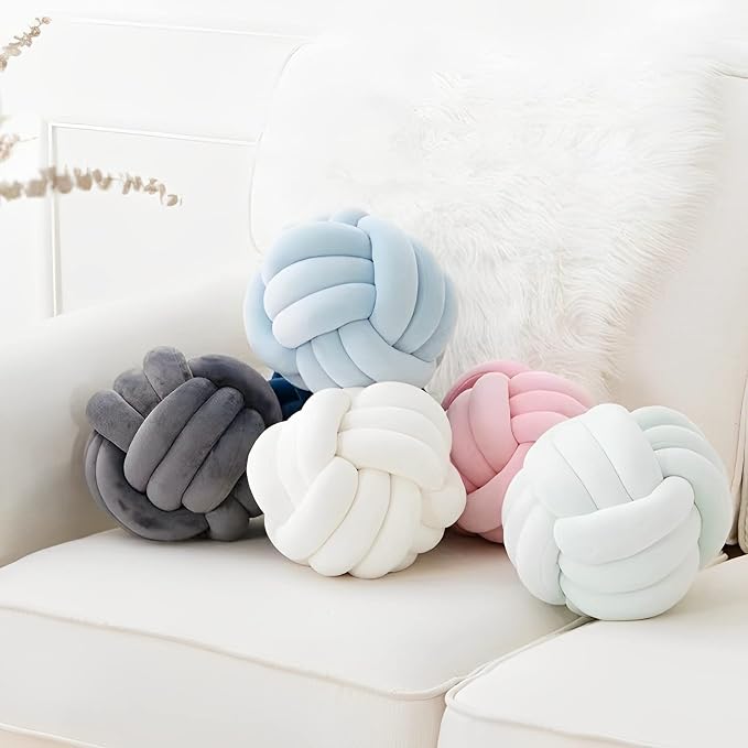 Knot Ball Pillows, Round Throw Pillow Cushion Home Decoration Soft Plush Pillow - Image 4