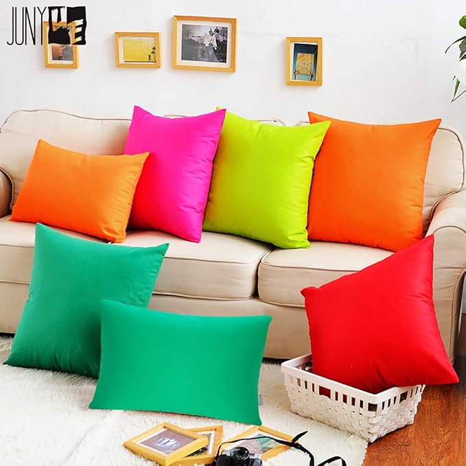 4-Pack 100% Cotton Lumbar Comfortable Solid Decorative Throw Pillow Case - Image 3