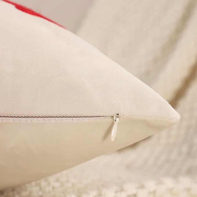 LUOYEHK Christmas Pillow Covers 18x18 Set of 2 Candy Decorative Beige Pillow - Image 5