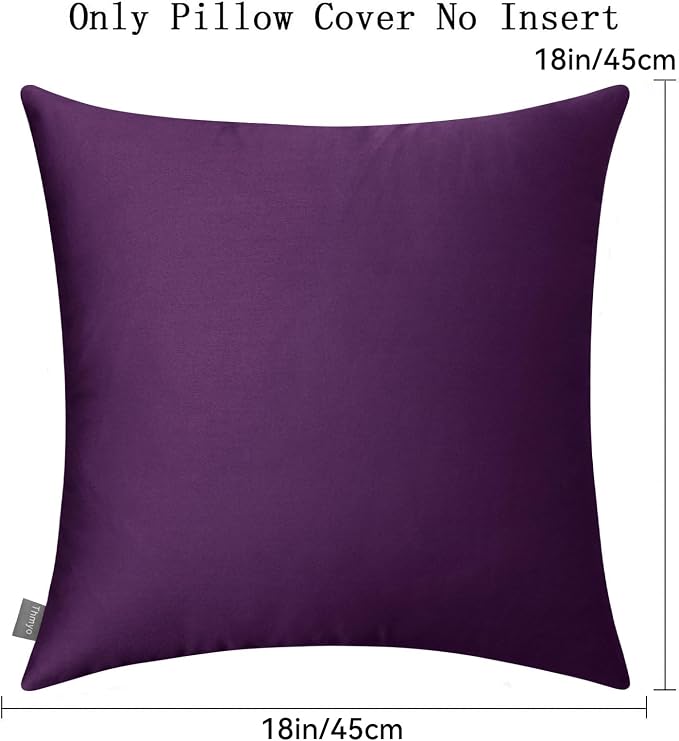 4-Pack 100% Cotton Comfortable Solid Decorative Throw Pillow Case, Thmyo Square - Image 5