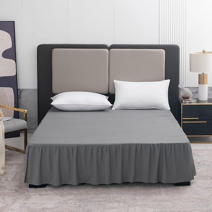Grey Bed Skirt Twin Size Ruffled Bed Skirt - Image 7