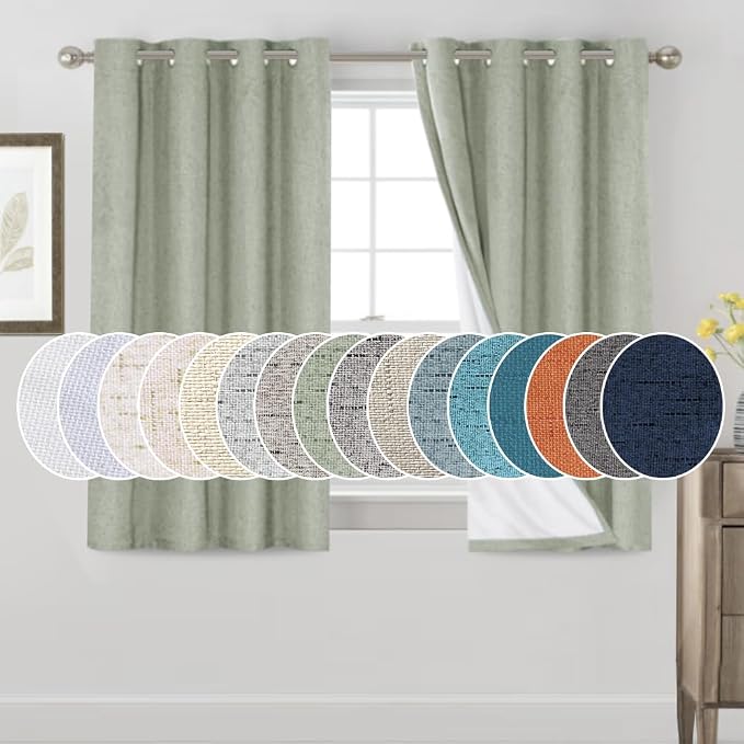 PrinceDeco Sage 100% Blackout Curtains 54" Long Blackout Curtains by PrinceDeco