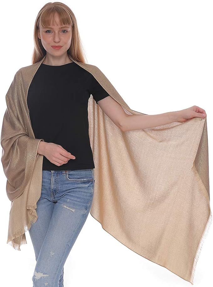 LMVERNA Women's Sparkling Metallic Soft Pashmina Shawls and Wraps Scarf in - Image 6