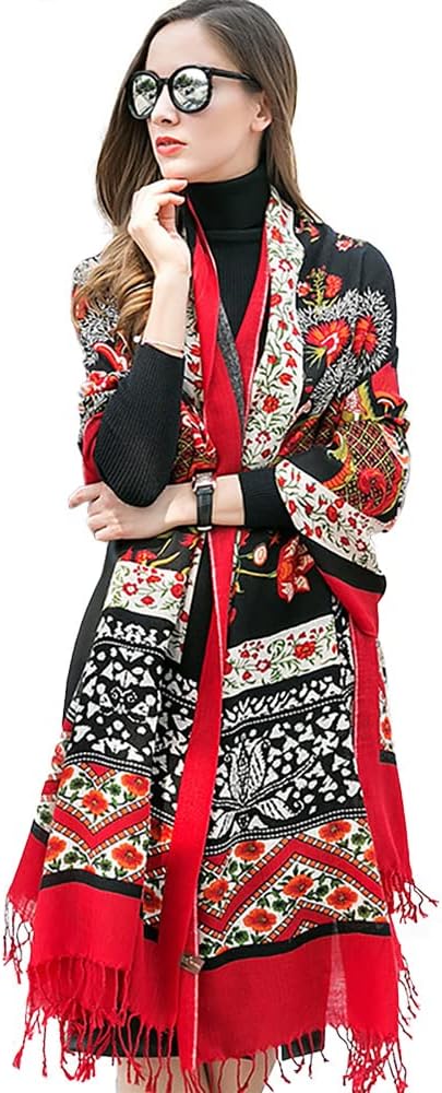 DANA XU 100% Merino Wool Extra Large Pashmina Blanket Travel Scarf Cashmere Wrap by DANAXU