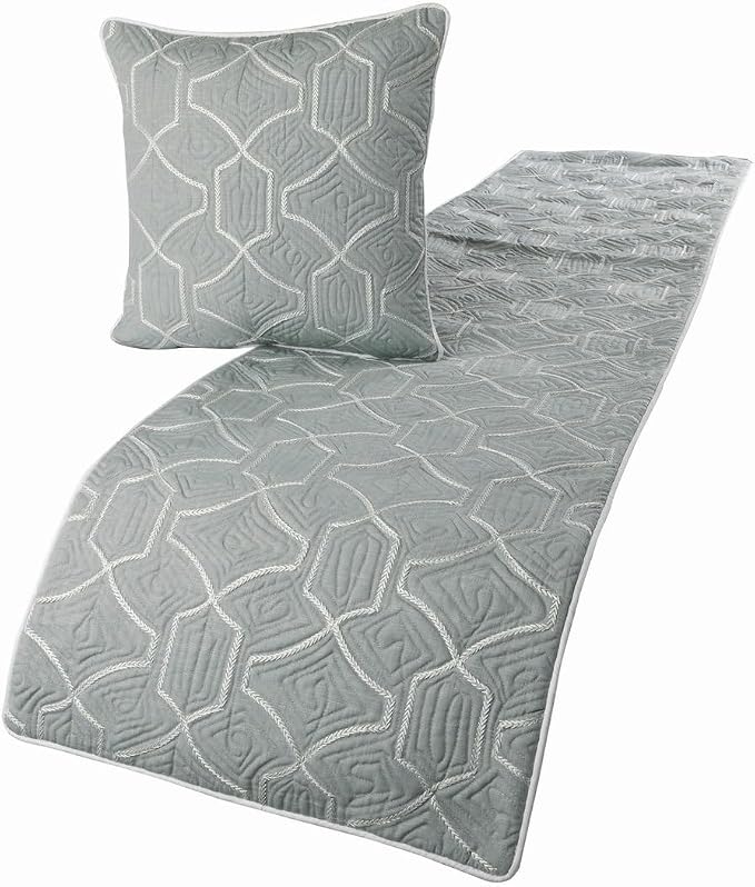 The HomeCentric King Queen Twin Grey Blue Bed Runner Without Pillow Cover by TheHomeCentric