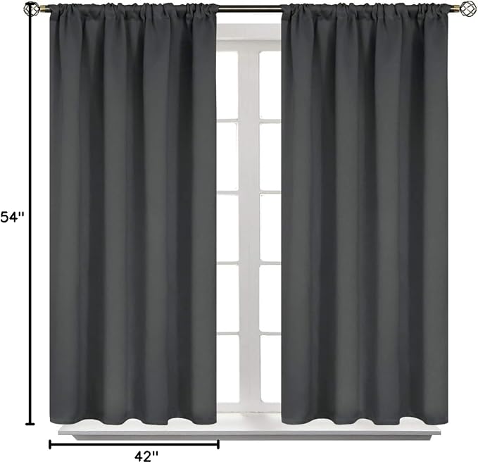 BGment Dark Grey Blackout Curtains 54 Inches Length - Image 6