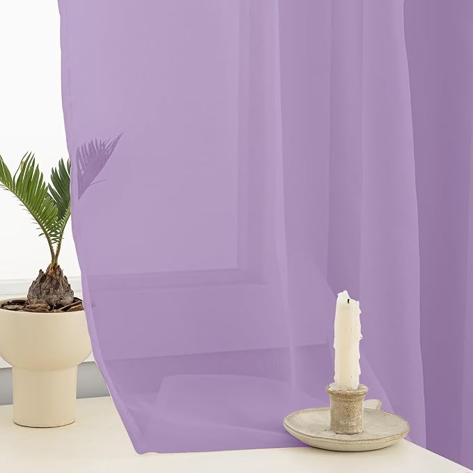 Sheer Curtains 54 Inches Long 2 Panels, Rod Pocket Short Curtain - Image 5
