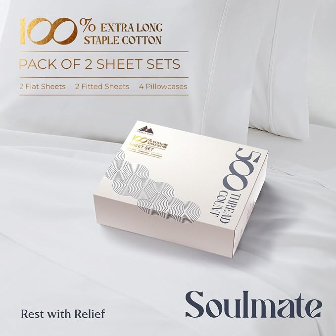 Mayfair Linen 100% Egyptian Cotton 2 Pack Full Sheet Set - Image 4