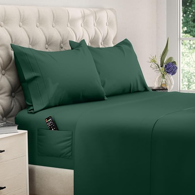 DREAMCARE Queen Sheet Set – 4 pcs Cooling Sheets – up to 21” Extra Deep Pocket by DREAMCARE