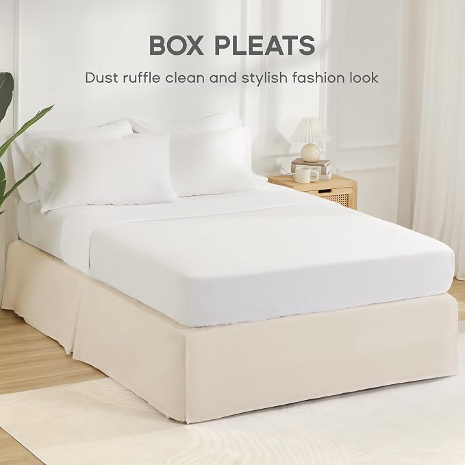 SONIVE King Bed Skirt, Classic Tailored Easy Fit Brushed Microfiber Skirts - Image 2