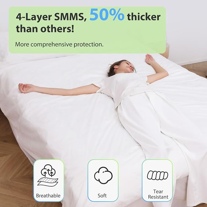 2 Pack Disposable Bed Sheet Queen Size, Disposable Sheet - Image 3