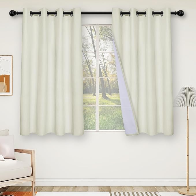 Easy-Going Linen Look 100% Blackout Curtain 52x63 Inch Window Curtain Drapes - Image 2