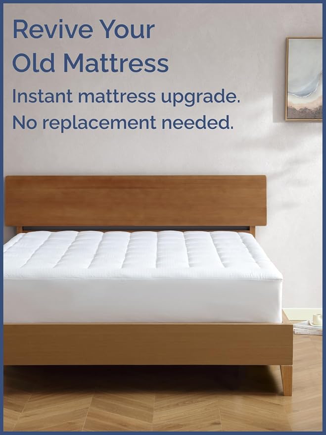 Mattress Pad Full Size – Quilted Fitted Mattress Protector – Cotton Pillow Top - Image 6