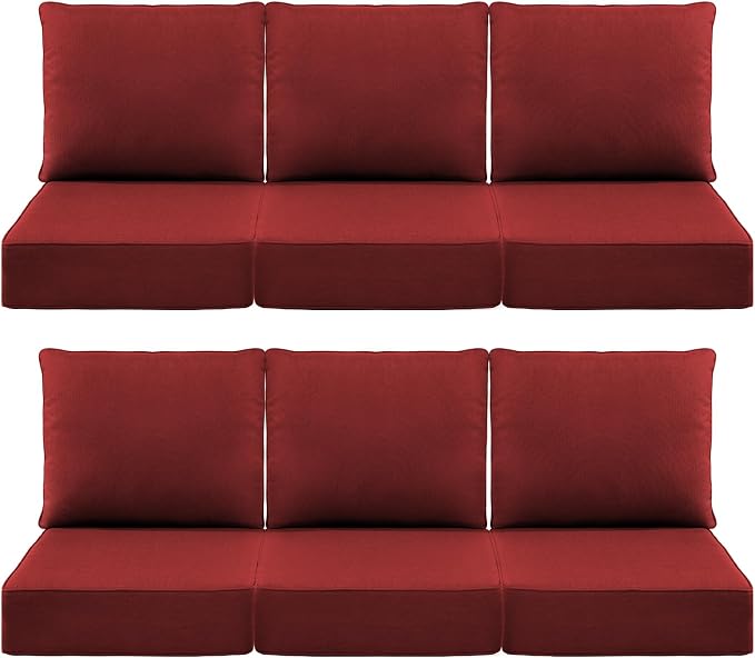 Luxury 6" Outdoor Cushions for Patio Furniture, Fade Resistant Couch Chair by Pugire