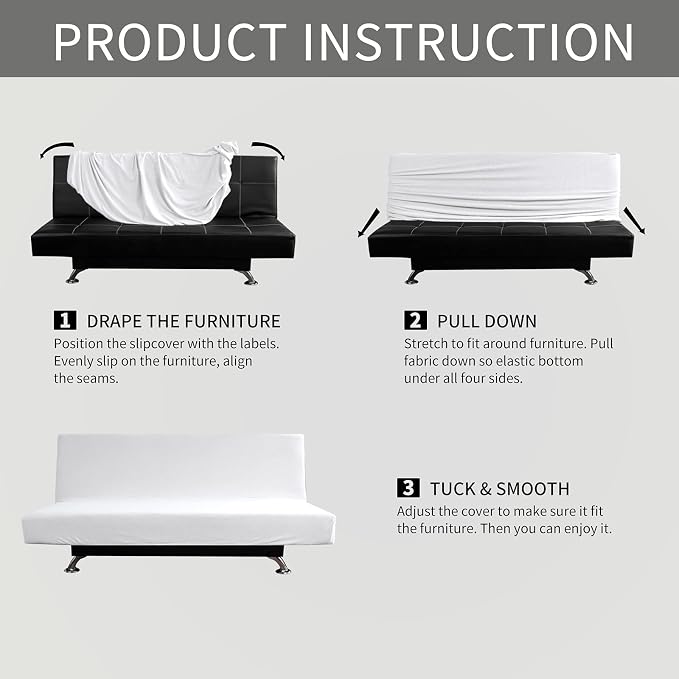 Easy-Going Stretch Futon Slipcover Armless Futon Bed Cover Furniture Protector - Image 6