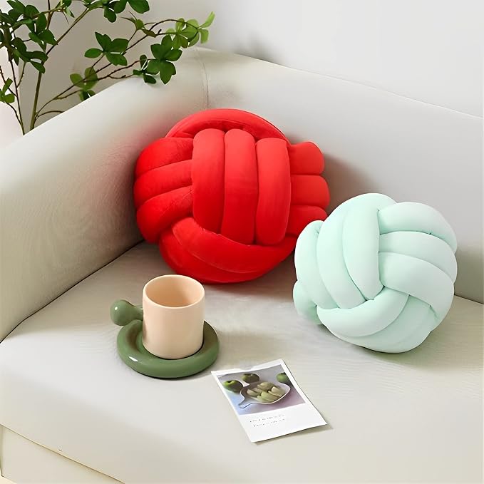 Knot Ball Pillows, Round Throw Pillow Cushion Home Decoration Soft Plush Pillow - Image 3