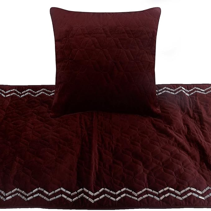 The HomeCentric King Queen Twin Deep Wine Handmade CA King 86"x18" Bed Runner - Image 2
