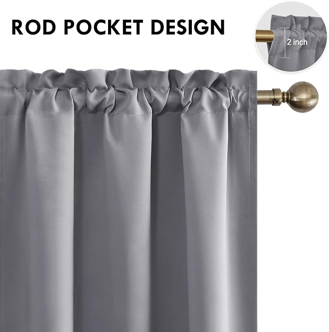 DWCN Blackout Curtains Thermal Insulated Energy Saving Bedroom and Kitchen - Image 4