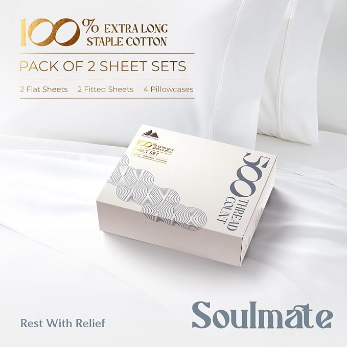 Mayfair Linen 100% Egyptian Cotton 2 Pack Twin Sheet Set - Image 4