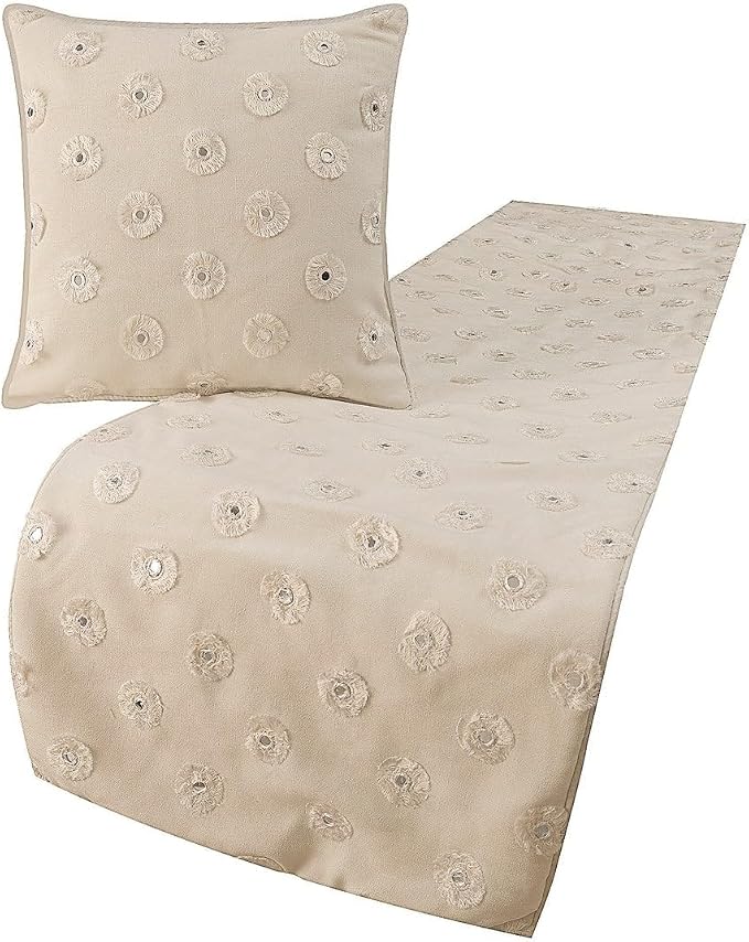 The HomeCentric King Queen Twin White Decorative Queen 74"x18" Bed Runner by TheHomeCentric