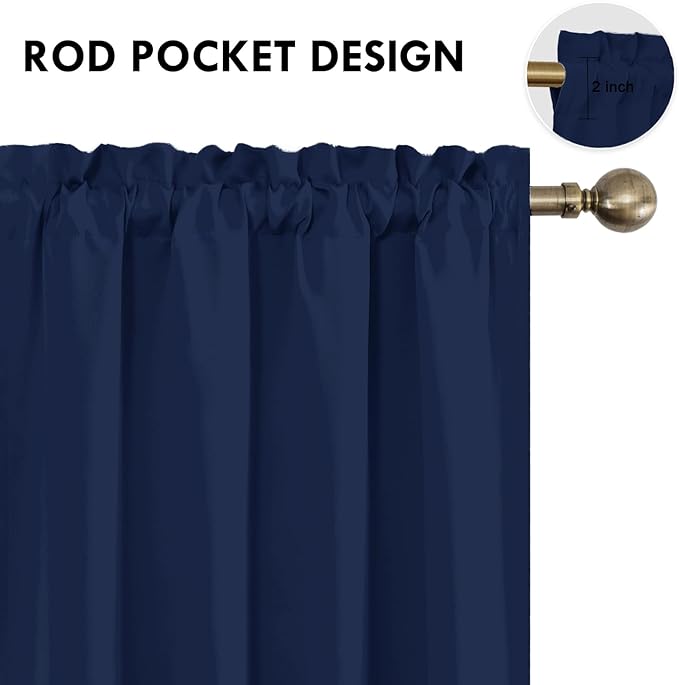 DWCN Short Blackout Curtains for Bedroom 54 Inches Long 2 Panels Set, Solid - Image 3