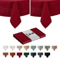 maxmill 2 Pack 60 x 84 Inch Red Faux Linen Textured Rectangle Tablecloth Water by maxmill