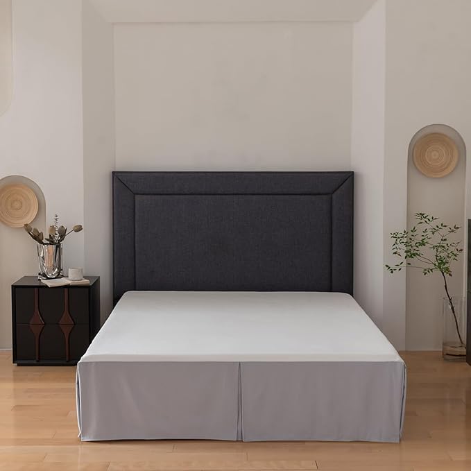Queen Bed Skirt, Grid Plaid Soft Quadruple Pleated Ruffle Bed Skirt, Tailored - Image 6