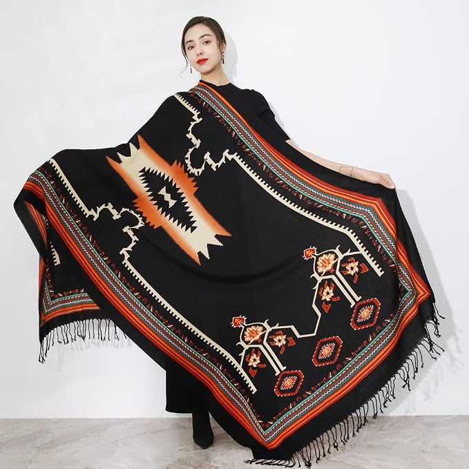 DANA XU 100% Merino Wool Extra Large Pashmina Blanket Travel Scarf Cashmere Wrap - Image 9