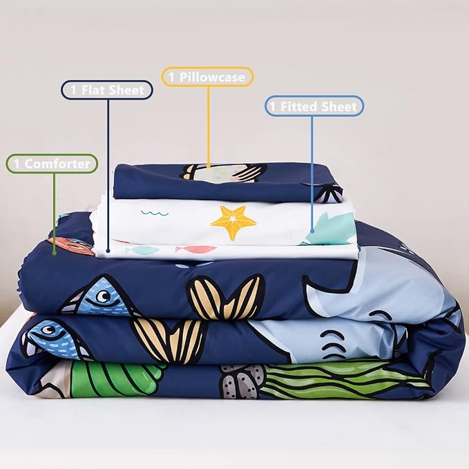 PERFEMET Kids Comforter Sets Boys Full Size-5 Piece Bed in A Bag Navy Blue - Image 7