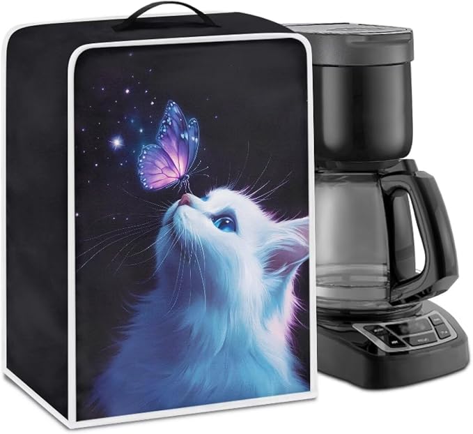 Mumeson Butterfly Cat Coffee Maker Cover Dust Resistant Home Kitchen Appliance by Mumeson