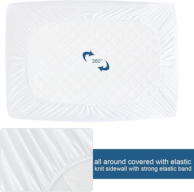 4 Pack Twin Mattress Protector Waterproof Premium Terry Twin Bed Sheets Fitted - Image 6