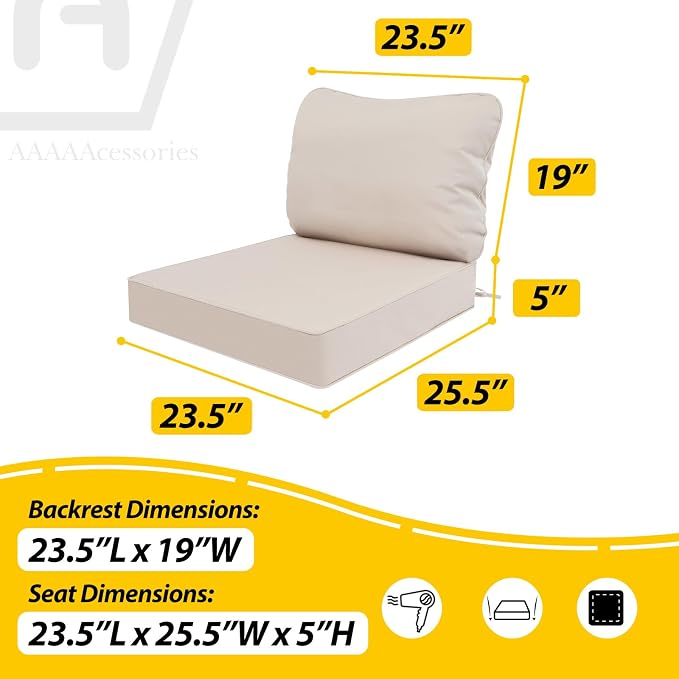 AAAAAcessories Outdoor Deep Seat Cushions, Waterproof, Fade-Resistant Patio - Image 5