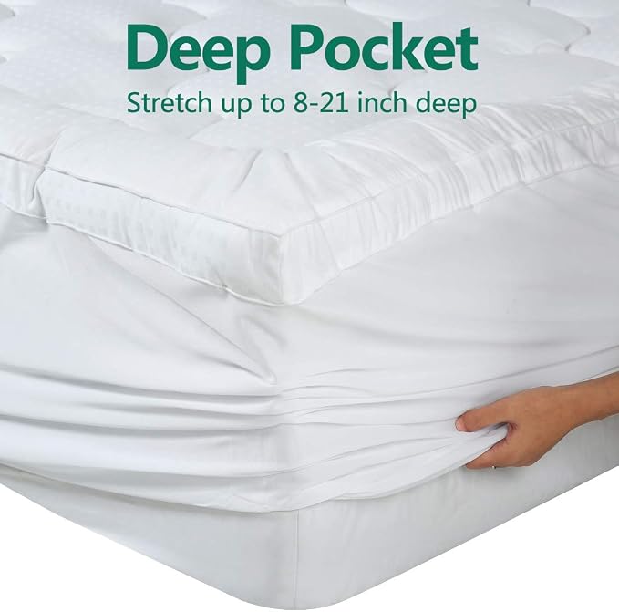 COHOME Mattress Topper King 1300 GSM Extra Thick Cooling Mattress Pad 400TC - Image 4