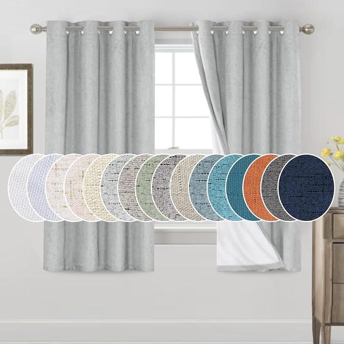 PrinceDeco Blackout Curtains 63 Inch Length Short Blackout Curtains 2 Panels by PrinceDeco