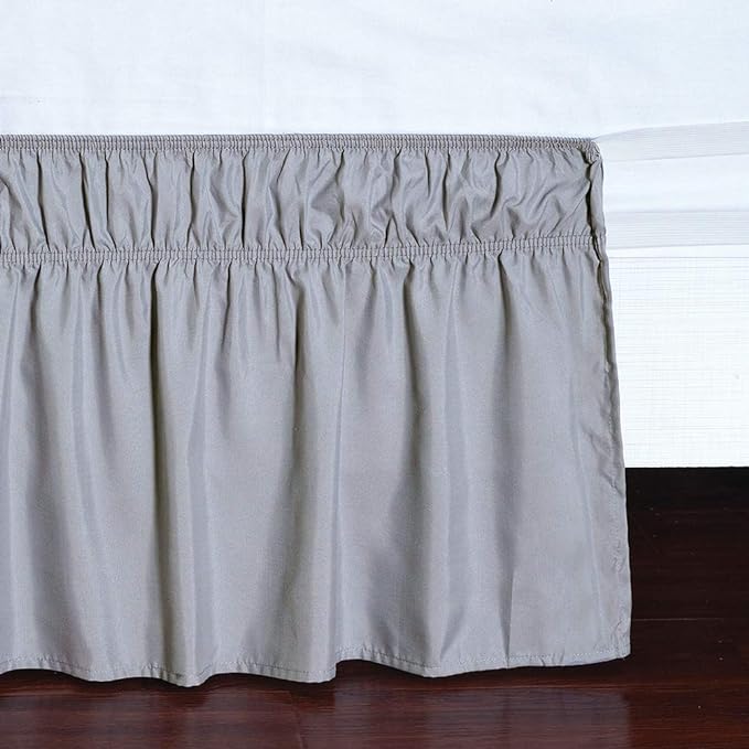 MEILA Wrap Around Bed Skirt Three Fabric Sides Elastic Dust Ruffled 18 Inch - Image 4
