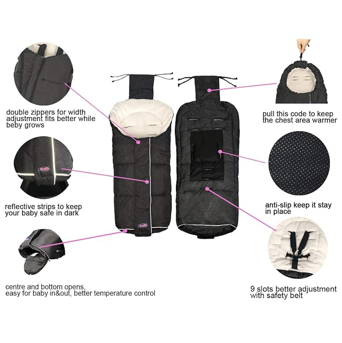 funlife Width Adjustable Universal Stroller Footmuff Designed - Image 5