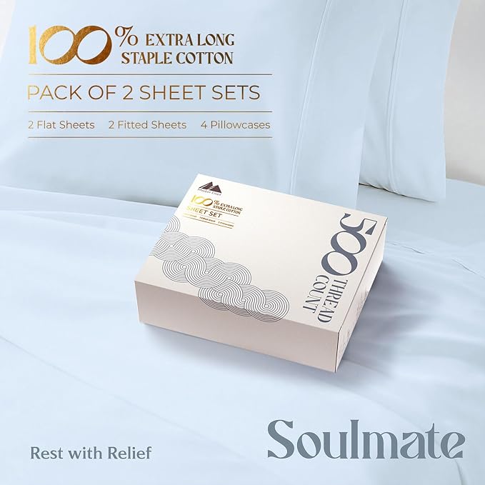 Mayfair Linen 100% Egyptian Cotton 2 Pack Queen Sheet Set - Image 4