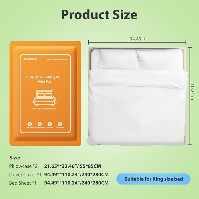 2 Pack Disposable Bed Sheet King Size, Disposable Travel Sheet - Image 7