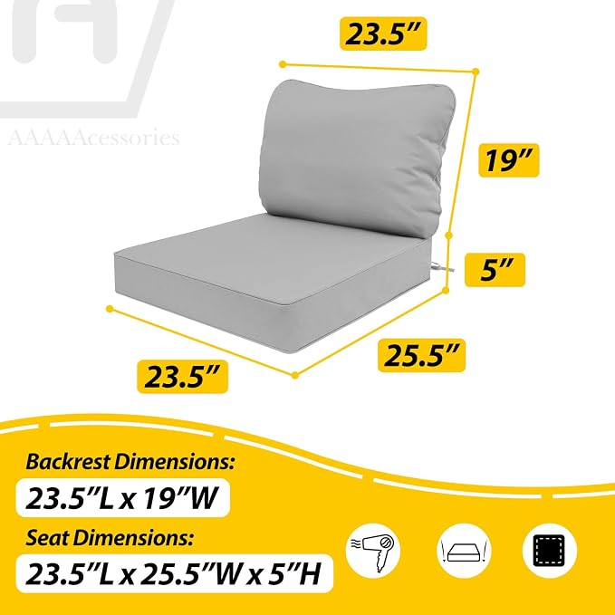 AAAAAcessories Outdoor Deep Seat Cushions, Waterproof, Fade-Resistant Patio - Image 5