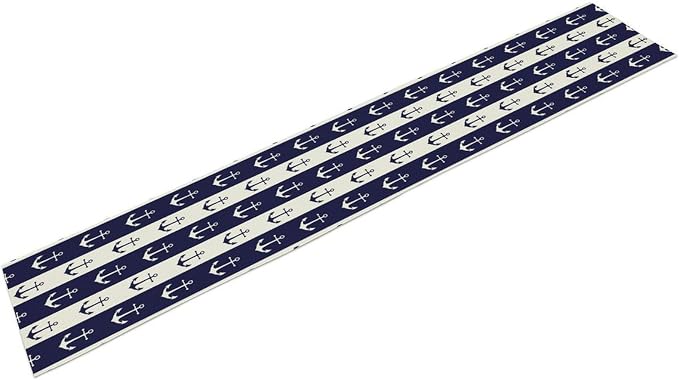 Nautical Anchor Table Runner, Ocean Beach Coastal Beach Stripe Background Theme - Image 8