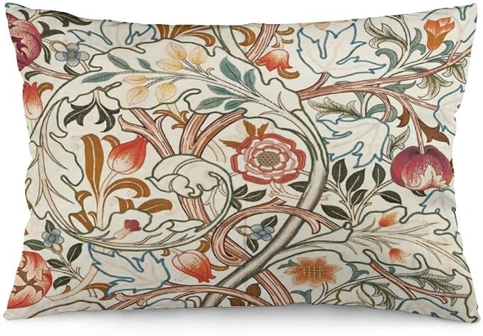 Flower Red William Morris Throw Pillow Covers 12x20 Inch Aesthetic Pillow by Unknown
