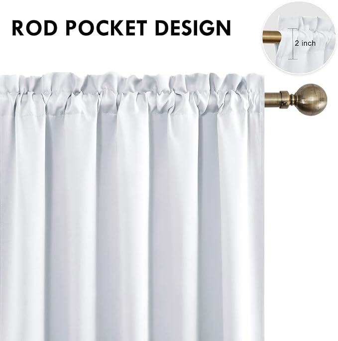 DWCN White Short Room Darkening Curtains - Image 3