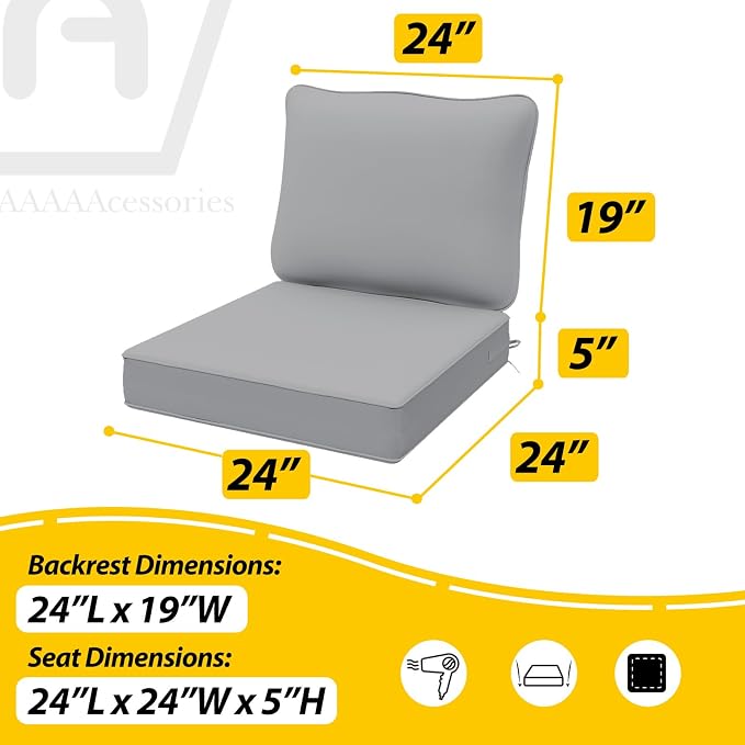 AAAAAcessories Outdoor Deep Seat Cushions, Waterproof, Fade-Resistant Patio - Image 5