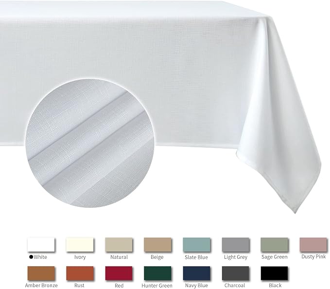 maxmill Faux Linen Textured Rectangle Tablecloth Water Resistant Wrinkle Free - Image 4