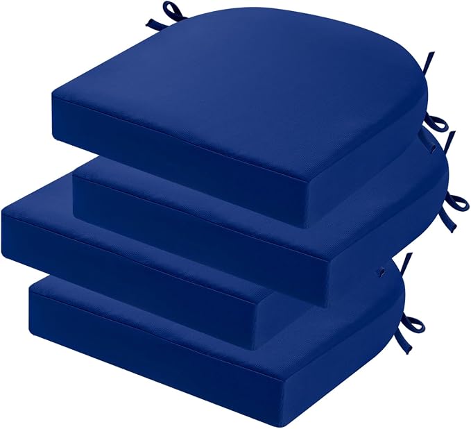 idee-home Outdoor Chair Cushions Set of 4, Thick 17" x 17" x 3" Patio Chair by idee-home