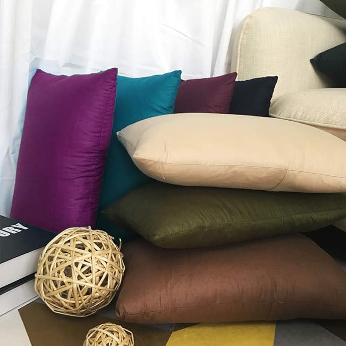 Thmyo 4-Pack 100% Cotton Lumbar Comfortable Solid Decorative Throw Pillow Case - Image 4