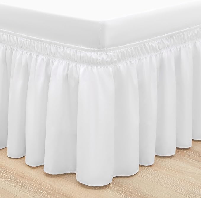 RIMELA White Bed Skirt Twin Size 15 Inch Drop, Elastic Bed Skirting - Image 9