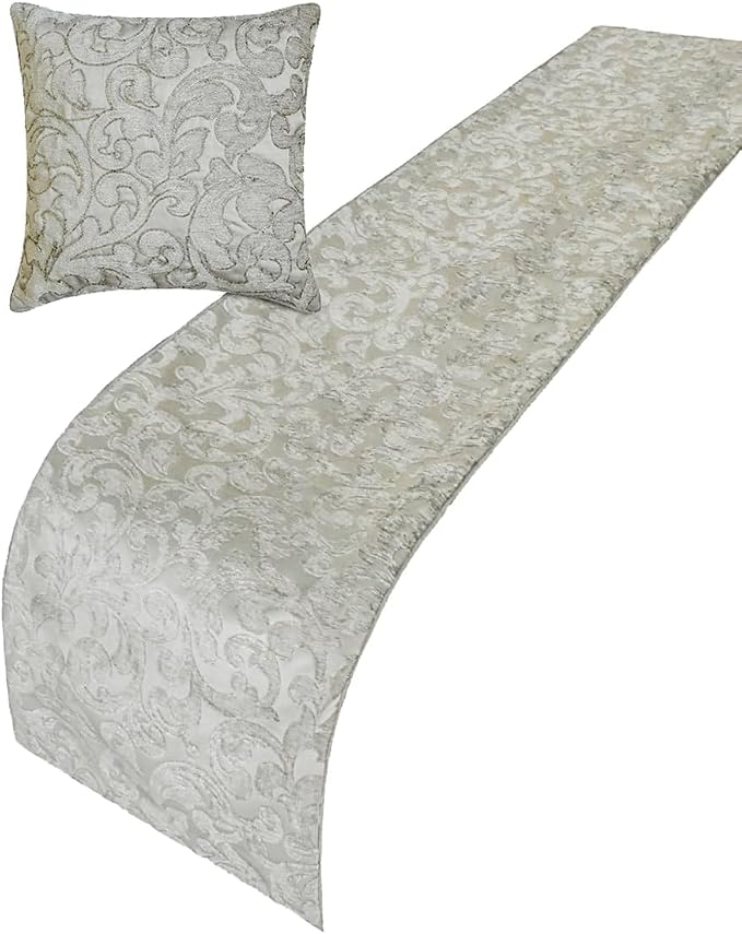 The HomeCentric King/Queen/Twin Silver Decorative Full 68"x18" Bed Runner - Image 4
