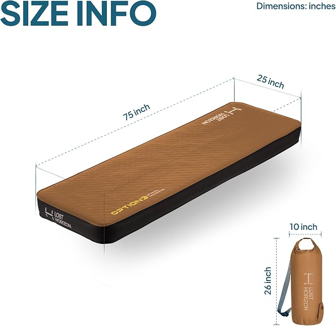 LOSTHORIZON Air & Foam Camping Mattress, Self-Inflating Sleeping Pad, 4.5" Thick - Image 6